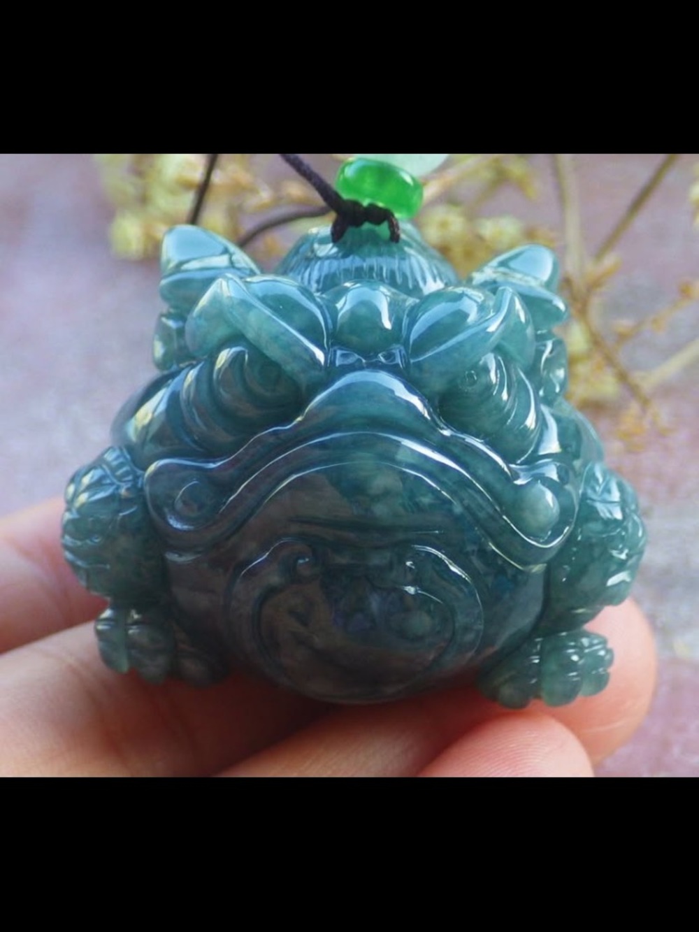 Certificate Jadeite Jade Pendant Green Anger Angry mad Frog Toad Lotus 